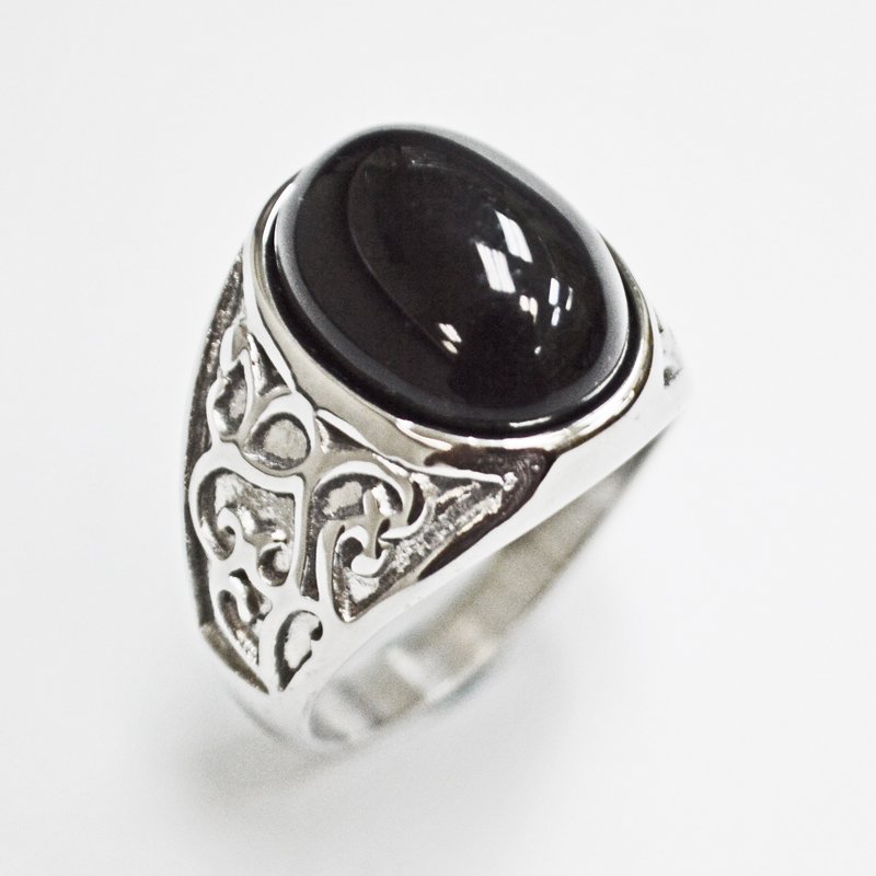 BLACK STONE RING 81-1226S-Blk