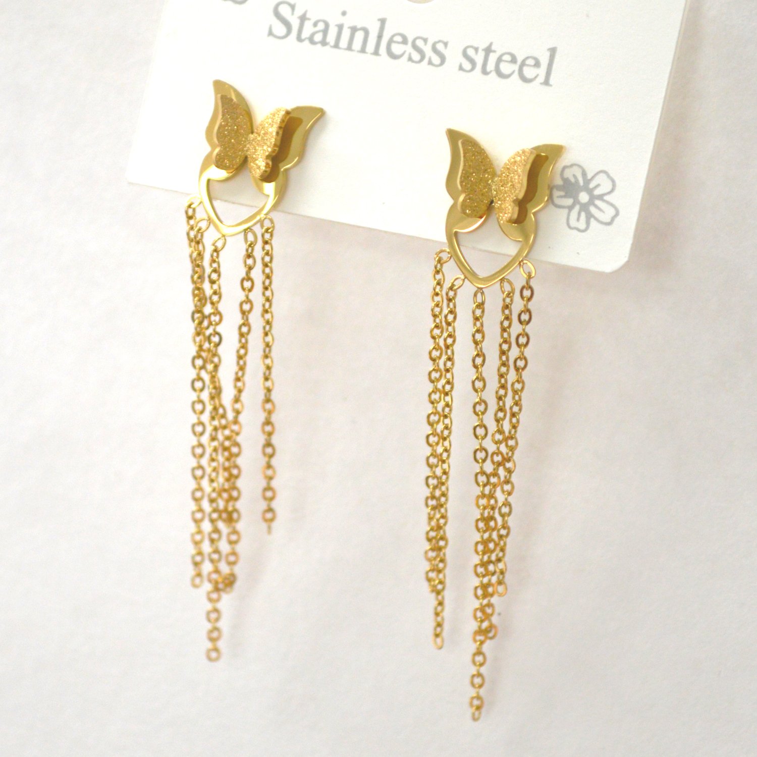 Butterfly Gold IP Plated Earrings 83-929G