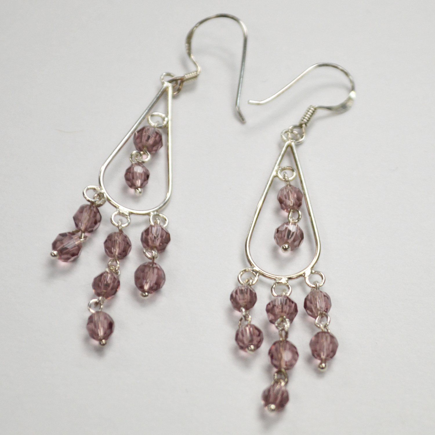 Crystal Stones Sterling Silver Earrings 53-4084
