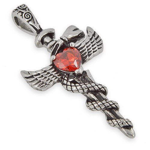 WING WITH SWORD Pendant 86-1716-Red