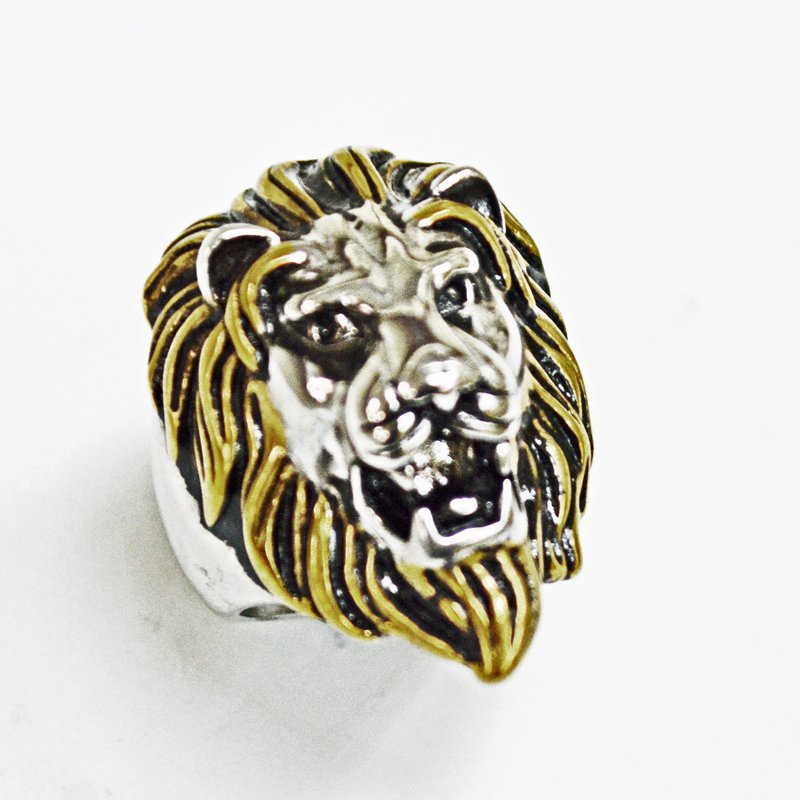 Lion Head 2 Tone Gold Plated Ring  81-639-2TG