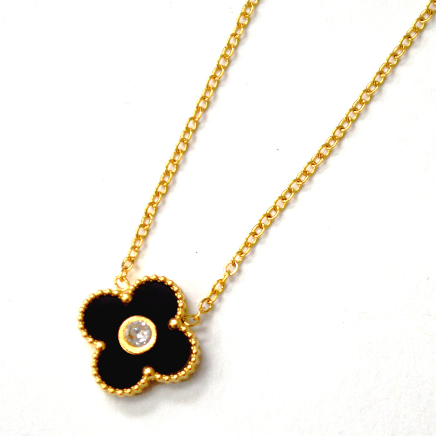 Designer Inspired Gold IP Plated Necklace 85-286G-Black