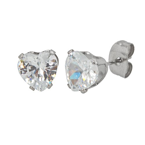 7x7 Heart  CZ Earrings 83-104H-7