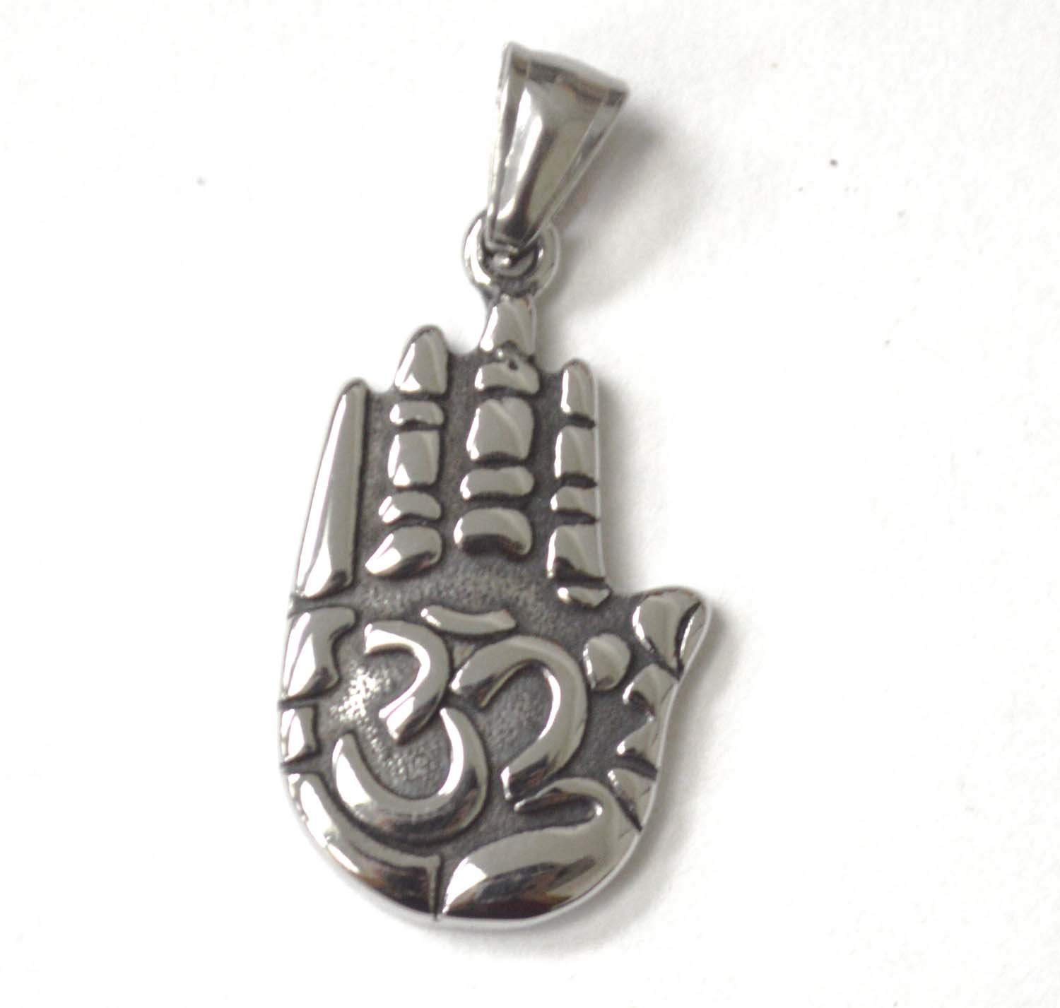 Hand with Ohm Stainless Steel Pendant 86-2459S