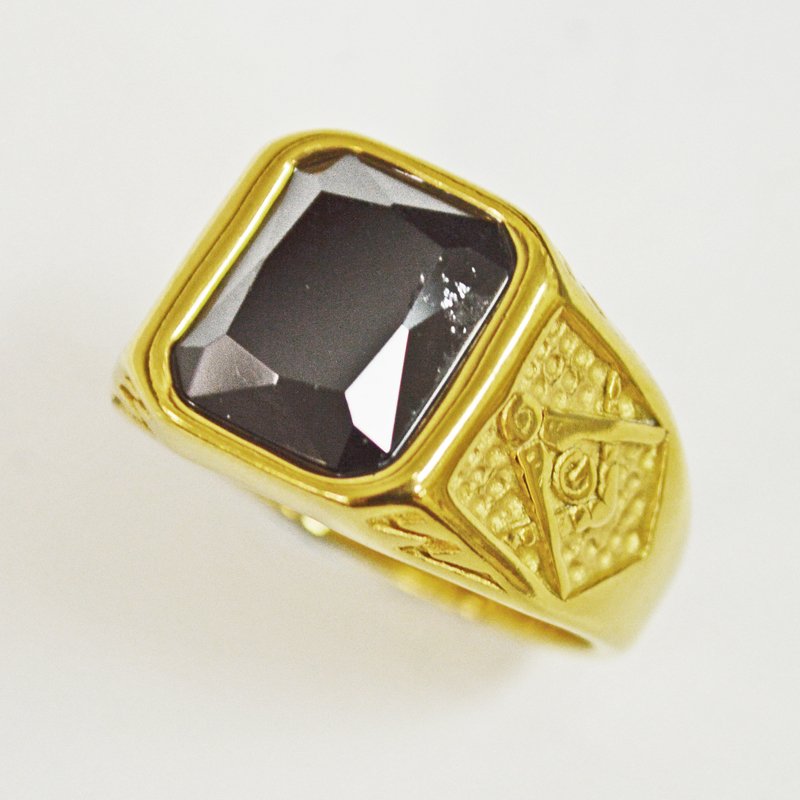 BLACK STONE GOLD RING 81-1236G-Blk