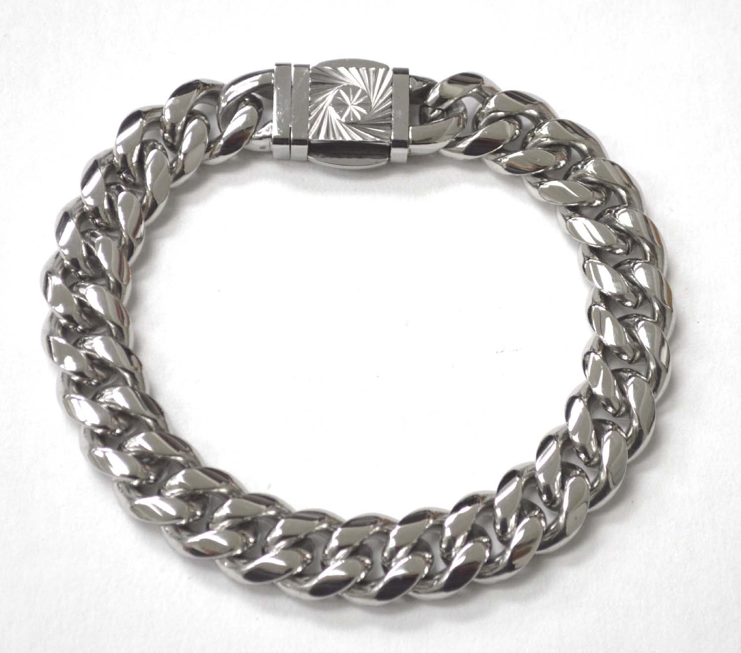 12mm Miami Cuban Stainless Steel with Fancy Lock 84-1877-BV-1