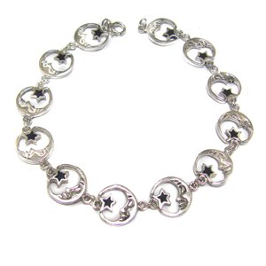 Moon and Star Sterling Silver Bracelet 54-2048