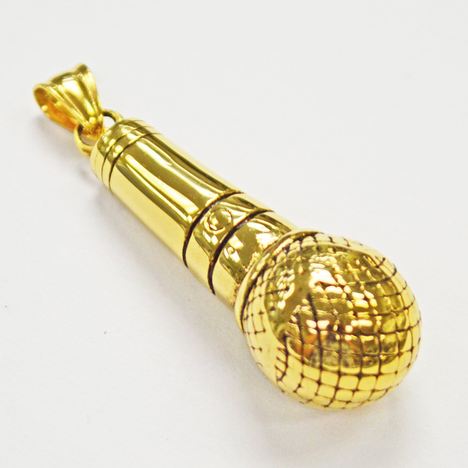 Microphone Pendant Gold IP Plated Stainless Steel (19x52mm)