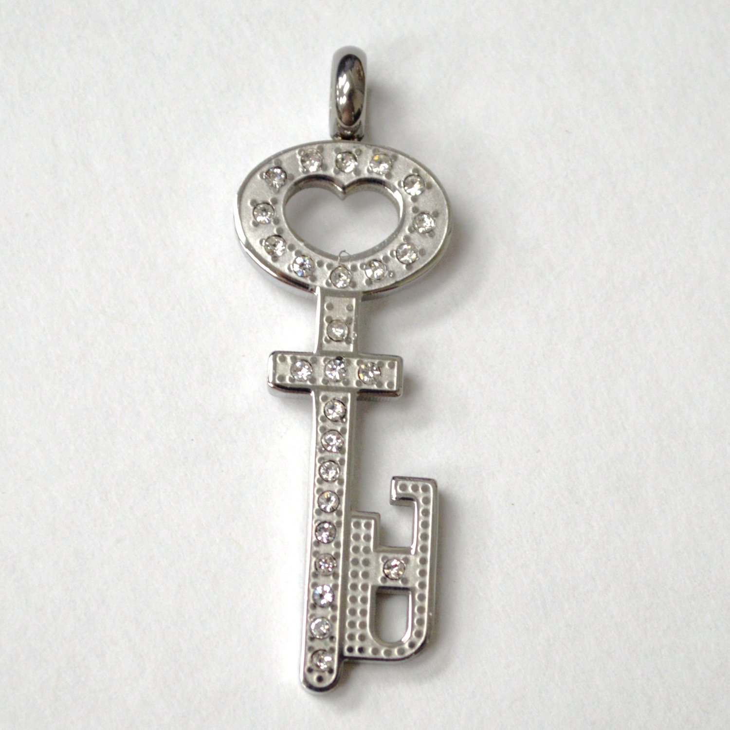 Key with Stones Stainless Steel Pendant 86-144