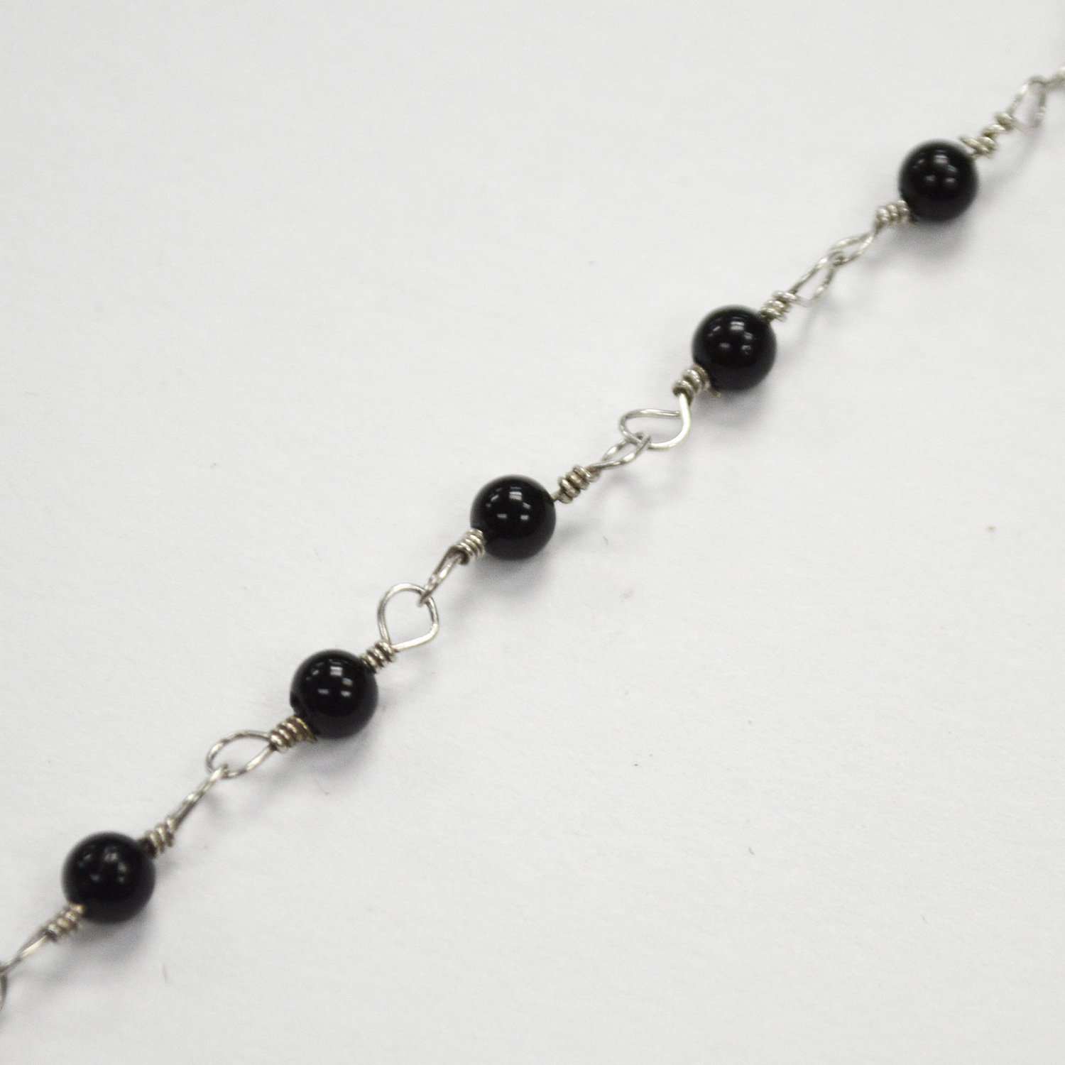 Black Onyx Bead Bracelet Sterling Silver 54-1012-2