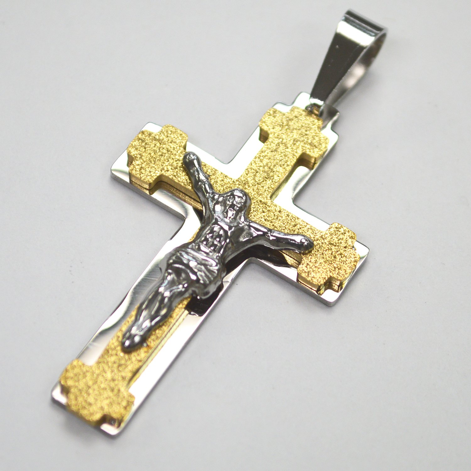 Crucifix Glitter Gold IP Plated  86-2250-2T