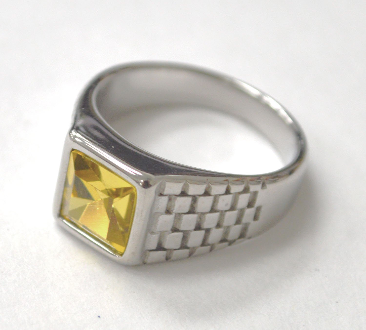 Yellow Stone Stainless Steel Ring 81-1184 Ylw