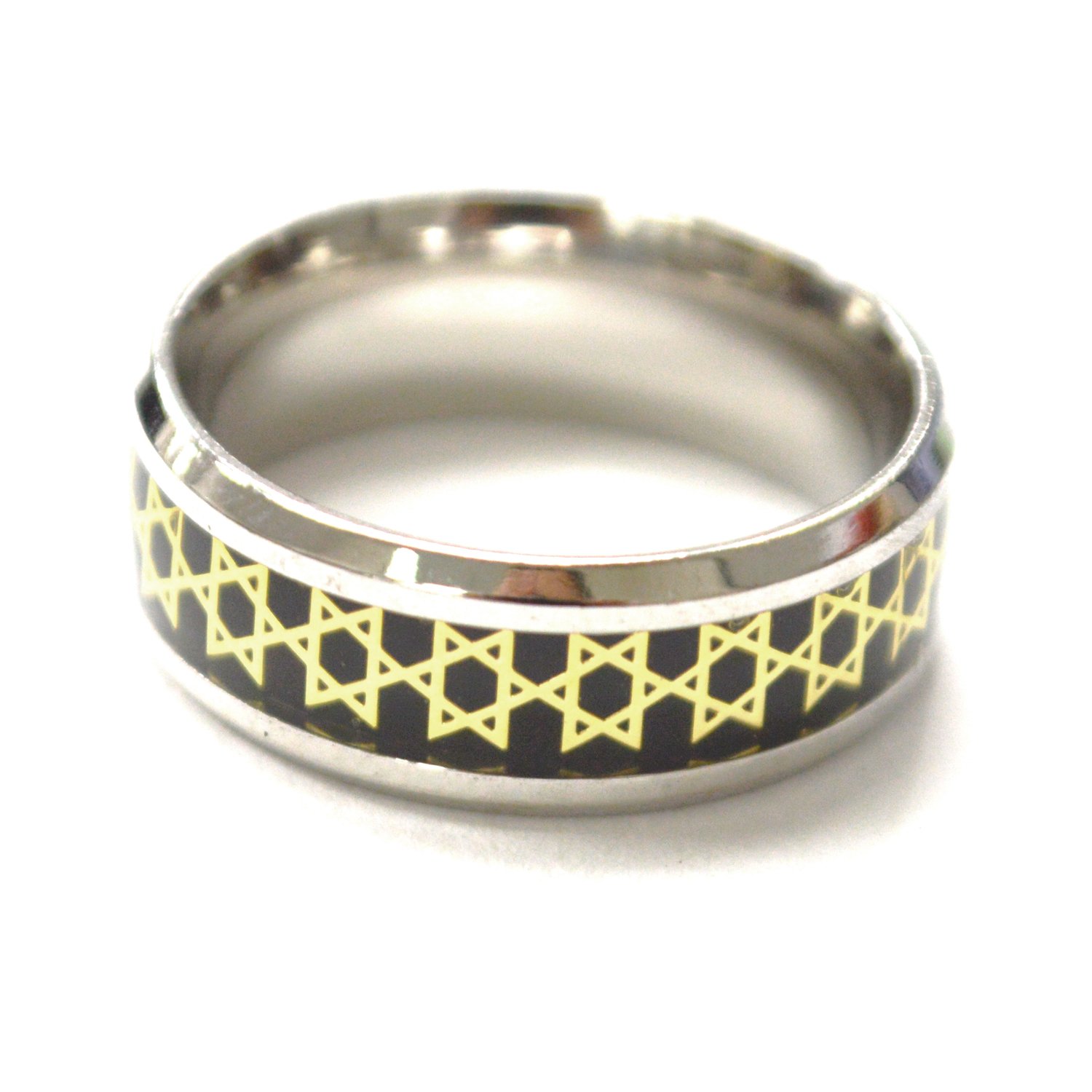 2 Tone Gold/Black Star of David All Around Ring 81-1498-2TGB