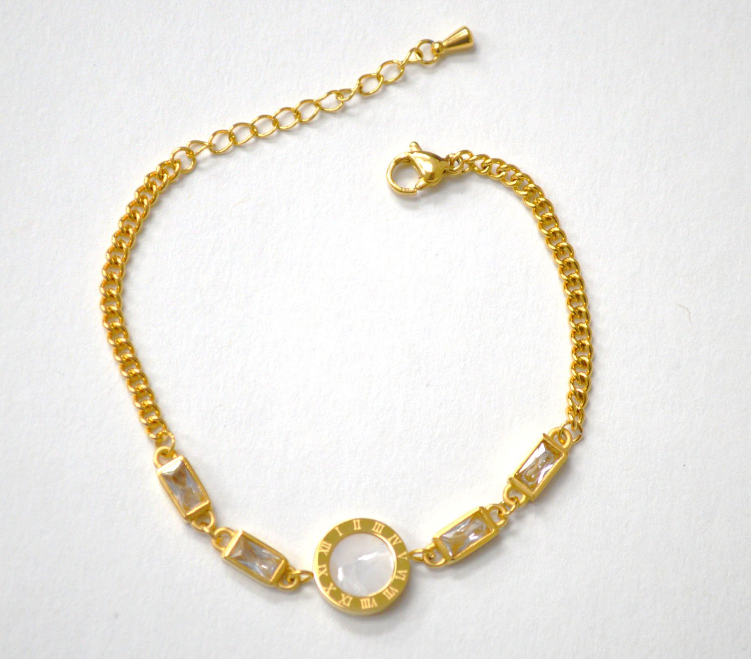 Designer Inspired MOP Gold IP Plated Bracelet 84-1915G