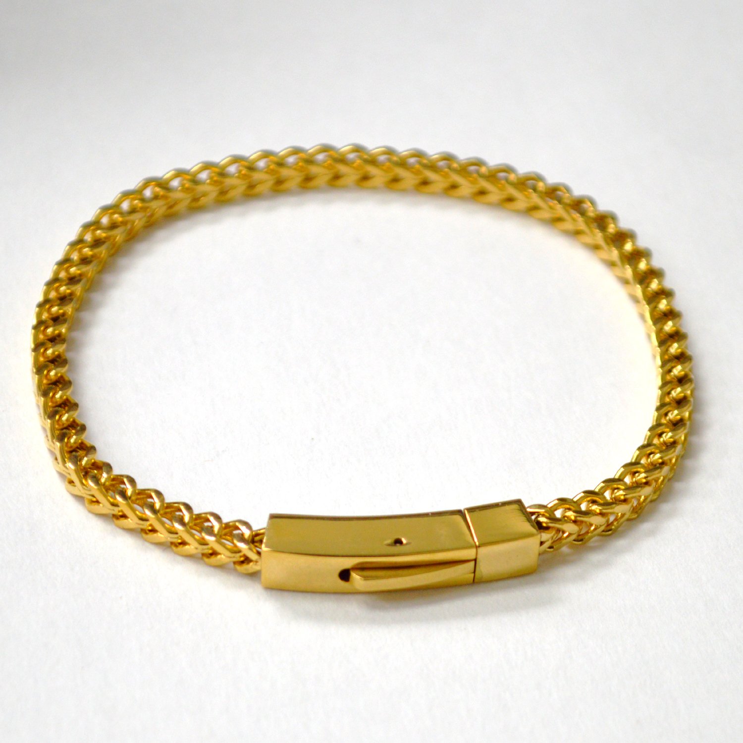 4mm Franco with Fancy Lock Gold Plated Bracelet 84-1876G-4