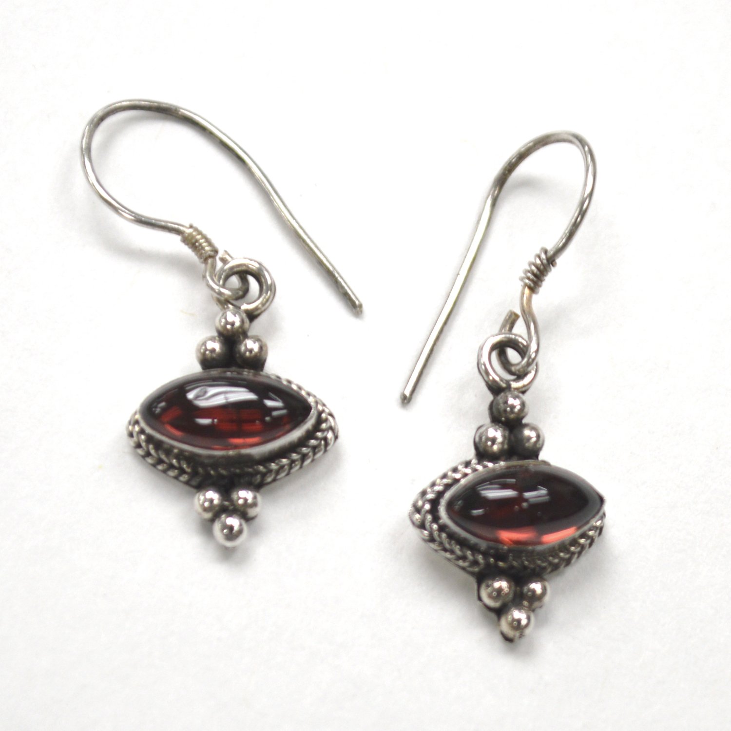Garnet Stone Sterling Silver Earrings 53-5304