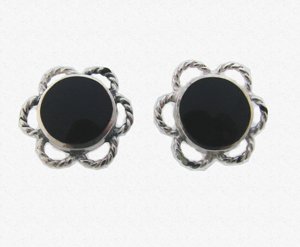 Onyx Stud Sterling Silver Earring 53-4024