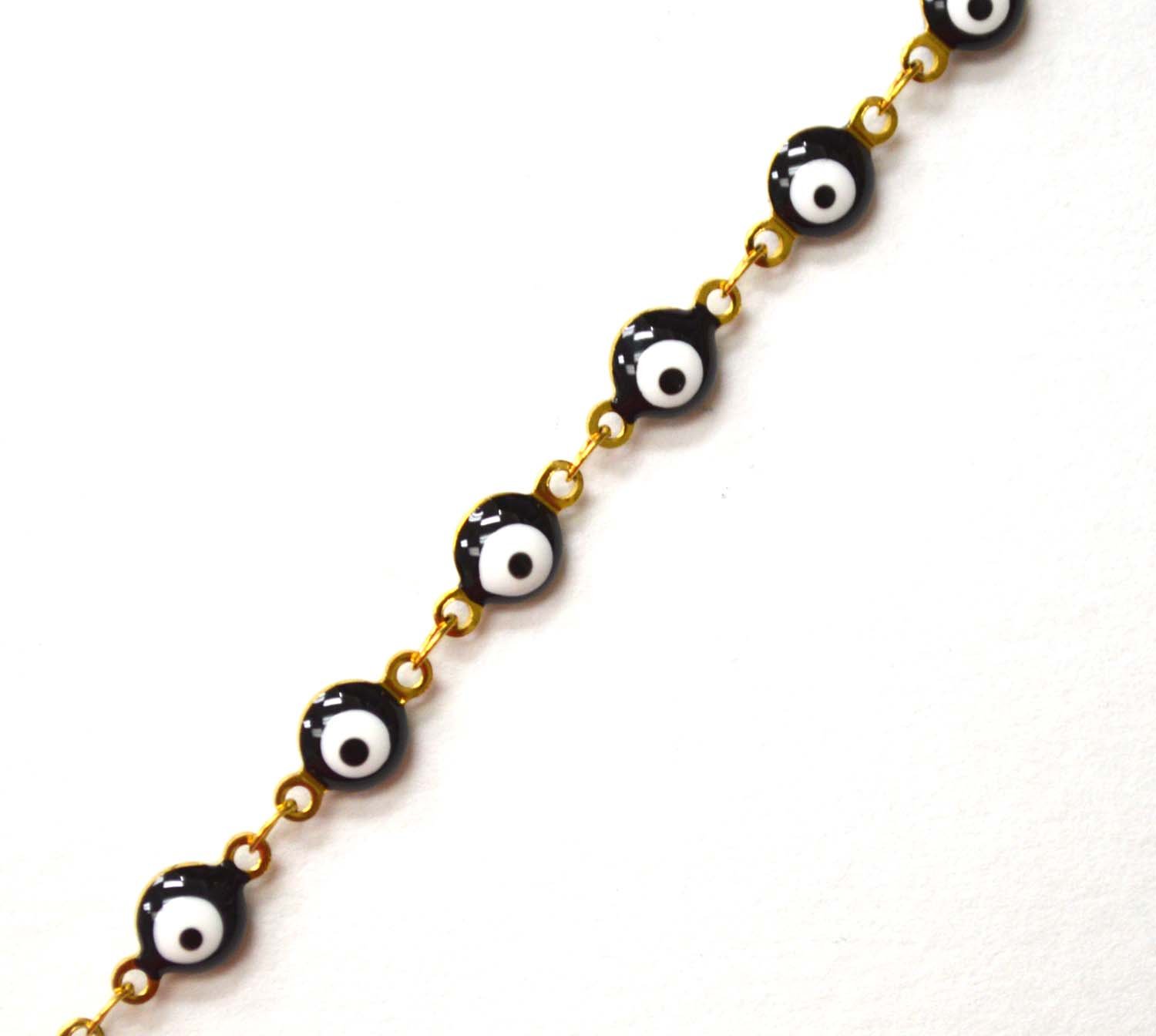 Eye Gold IP Plated Anklet 82-1815G-Black