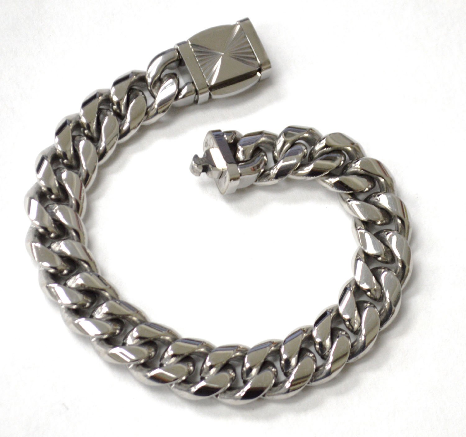 12mm Cuban Stainless Steel with Fancy Lock 84-1867S-12-2