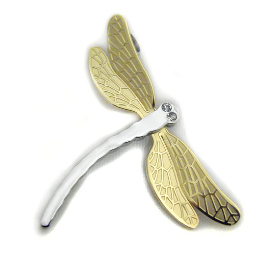 Dragonfly 2 Tone Gold Plated Pendant 86-1123G