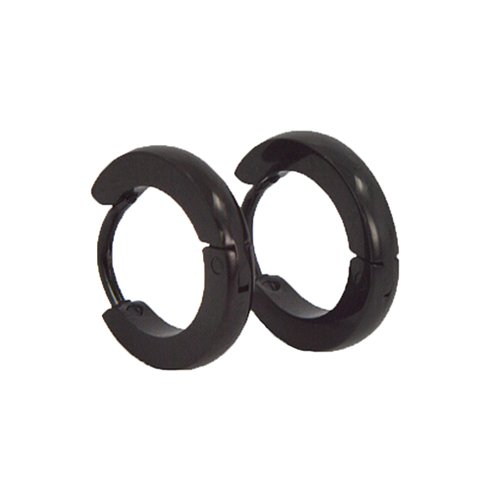 Black Plated Huggies Earrings 83-568B