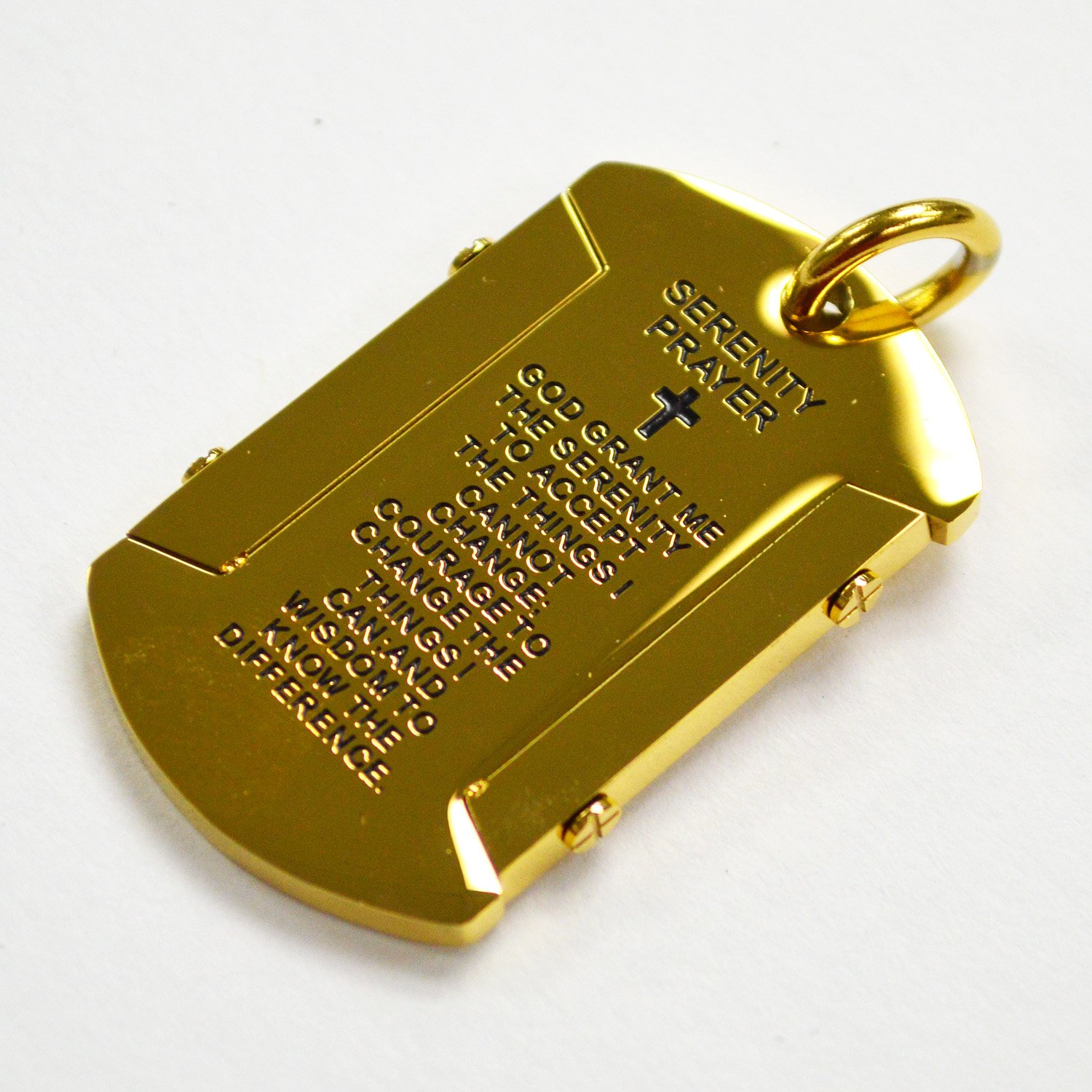 Serenity Prayer Tag Gold IP Plated Pendant 86-2176G
