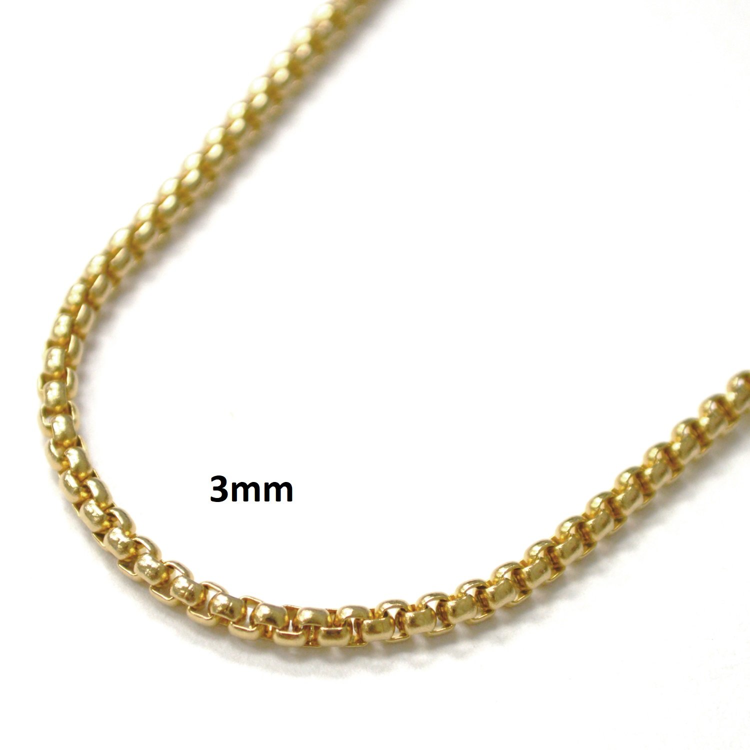 3mm Sq Rolo 14k Gold Plated Stainless Steel Chain 85-207-14G-3