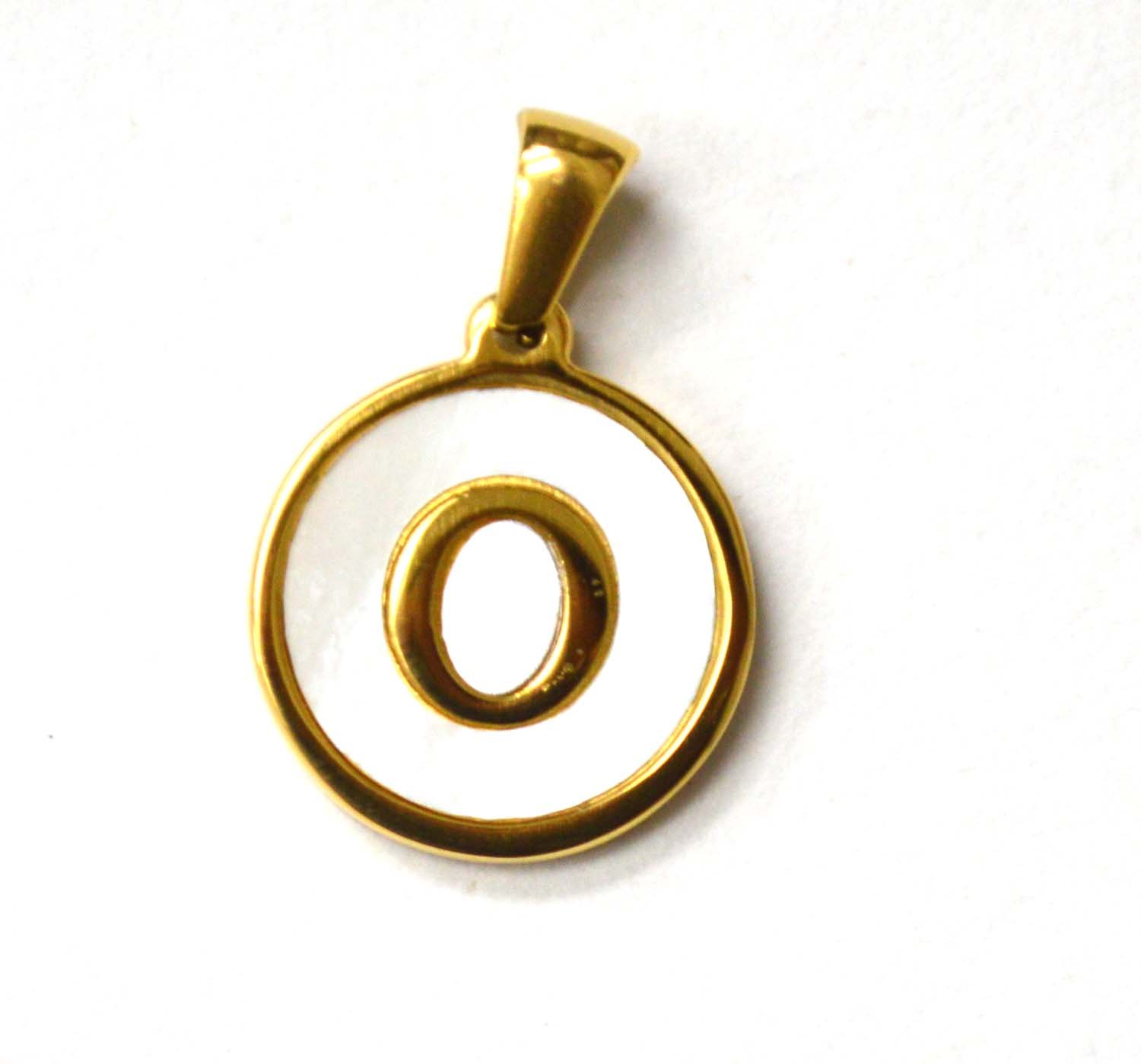 O Initial Gold IP Plated in Mother of Pearl Pendant 86-2479-O