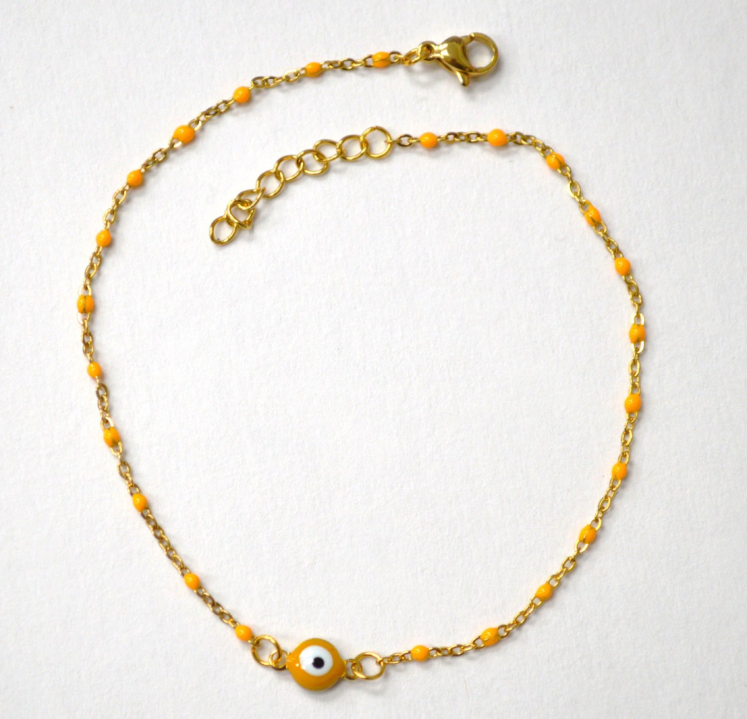 Beaded Eye Gold IP Plated Anklet 82-223G Yellow (5/pkg)