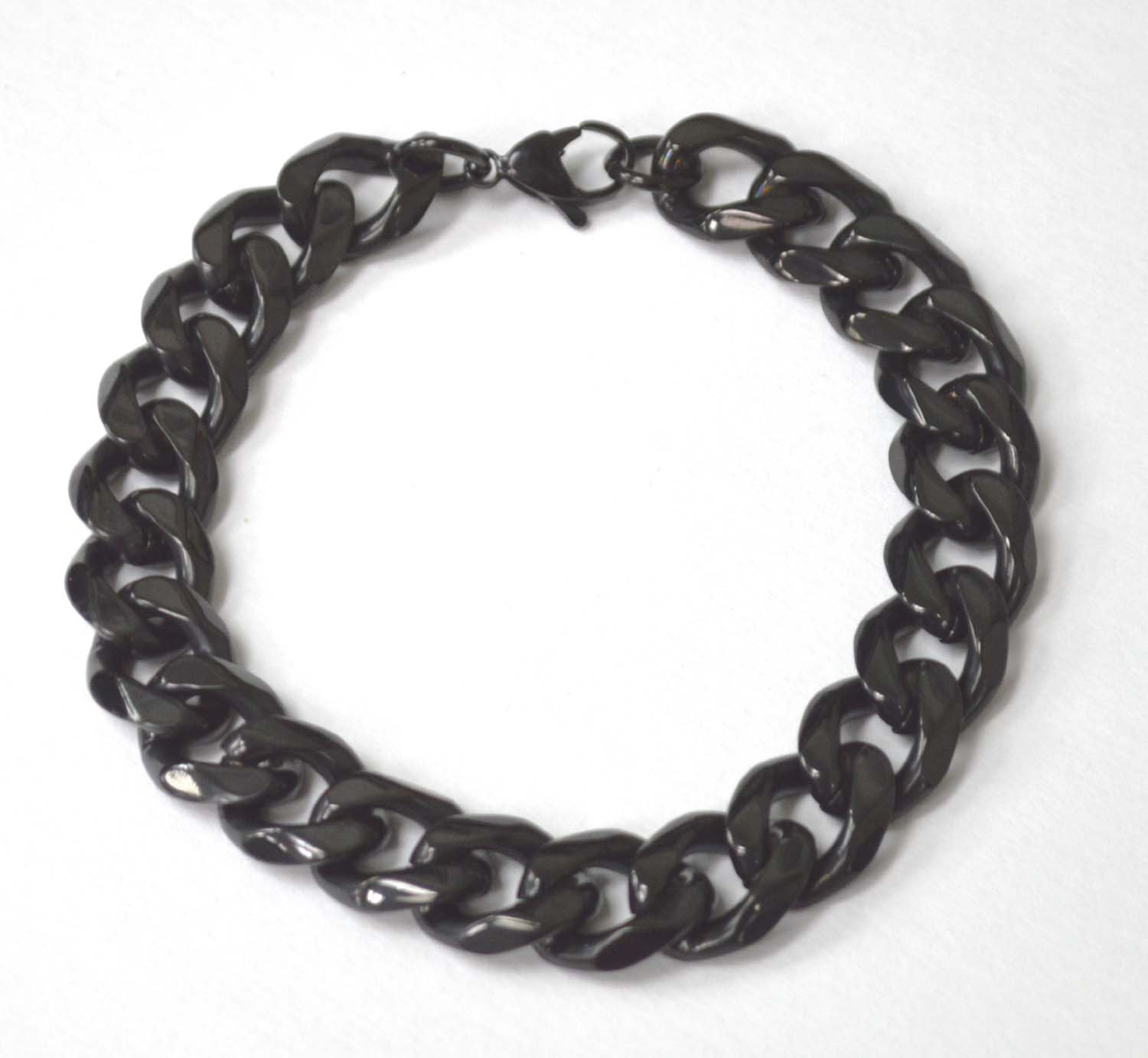 13mm Black Plated  Miami Cuban Bracelet 84-239B-Mia-13