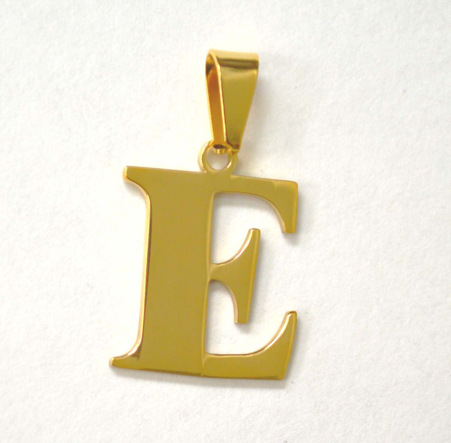 E Initial Gold IP Plated Pendant 86-278G-E