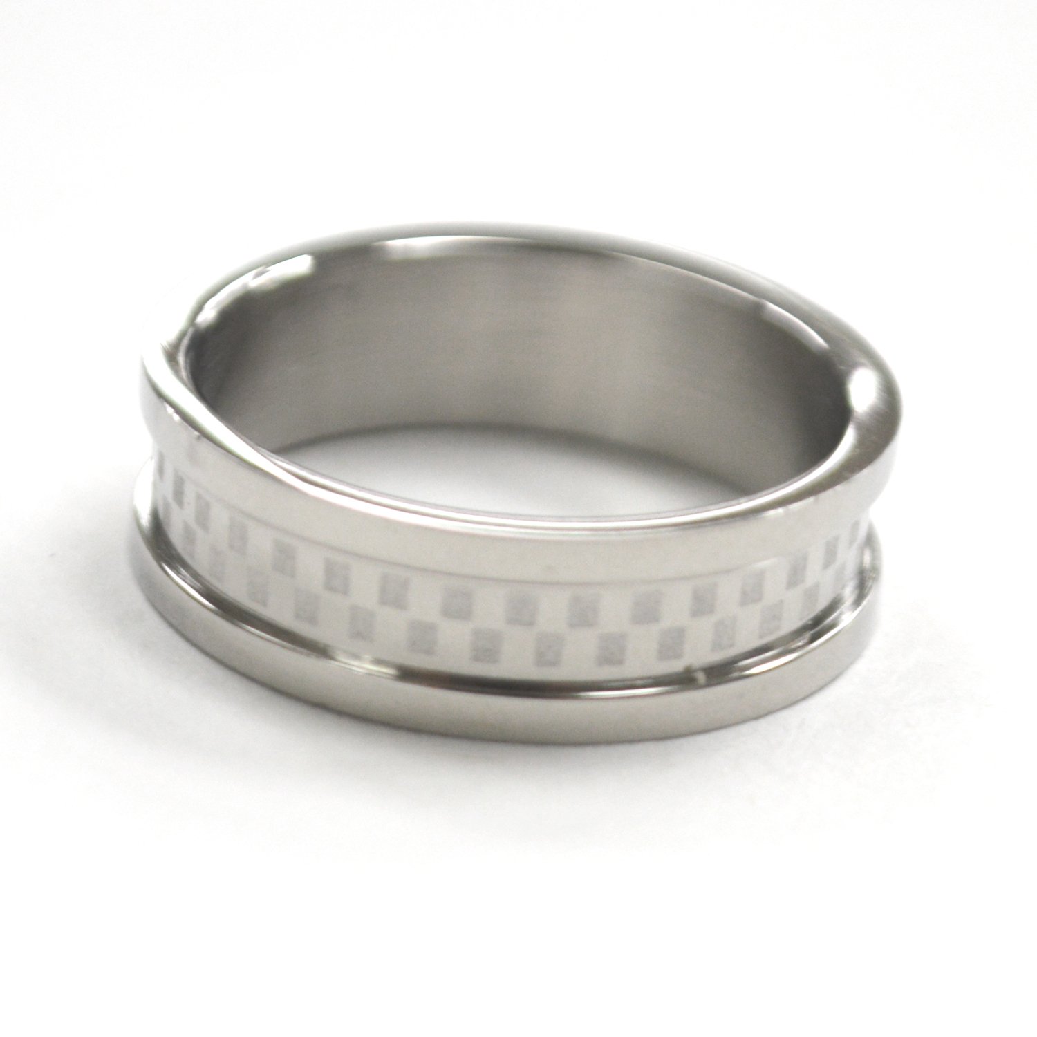 Checkered Design Stainless Steel Ring 81-311