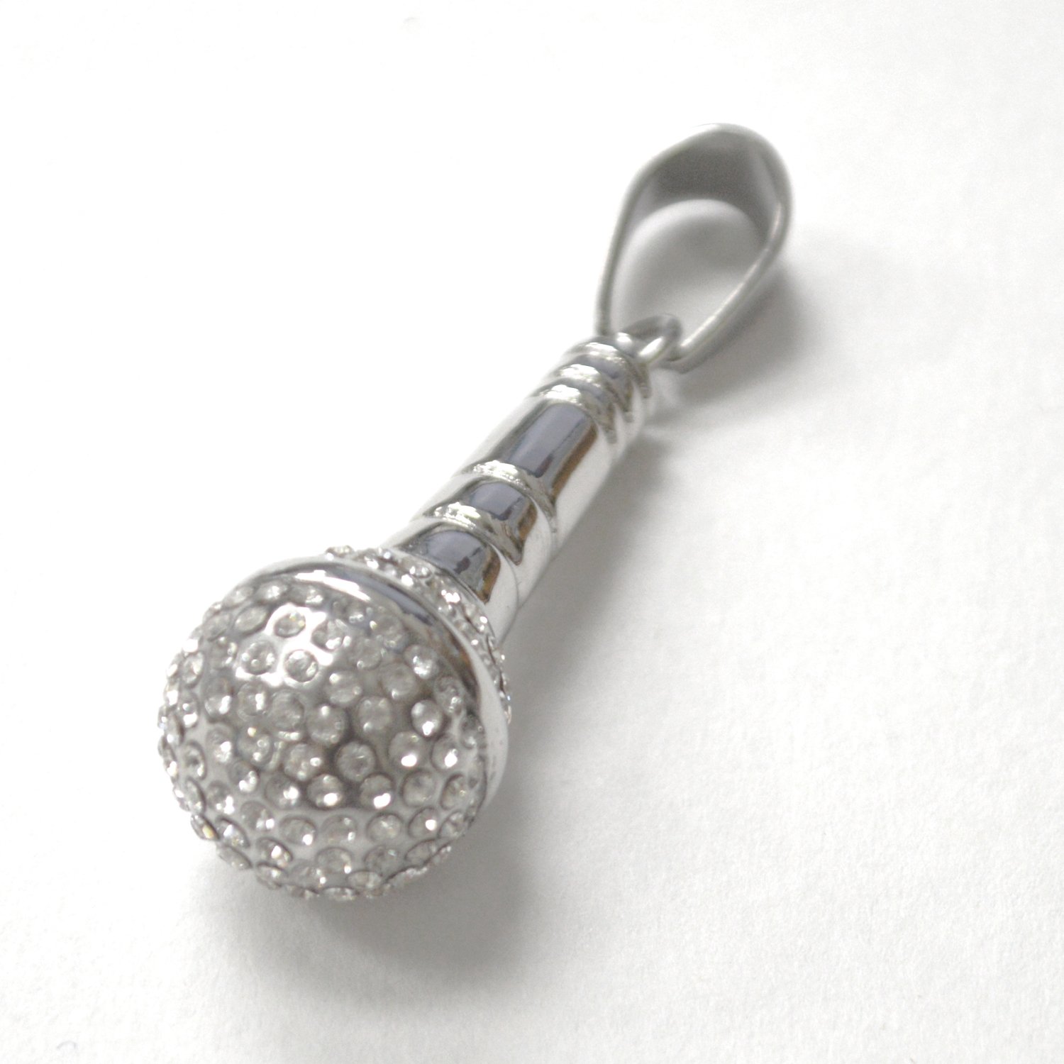 Microphone with Stones Stainless Steel Pendant 86-2613S
