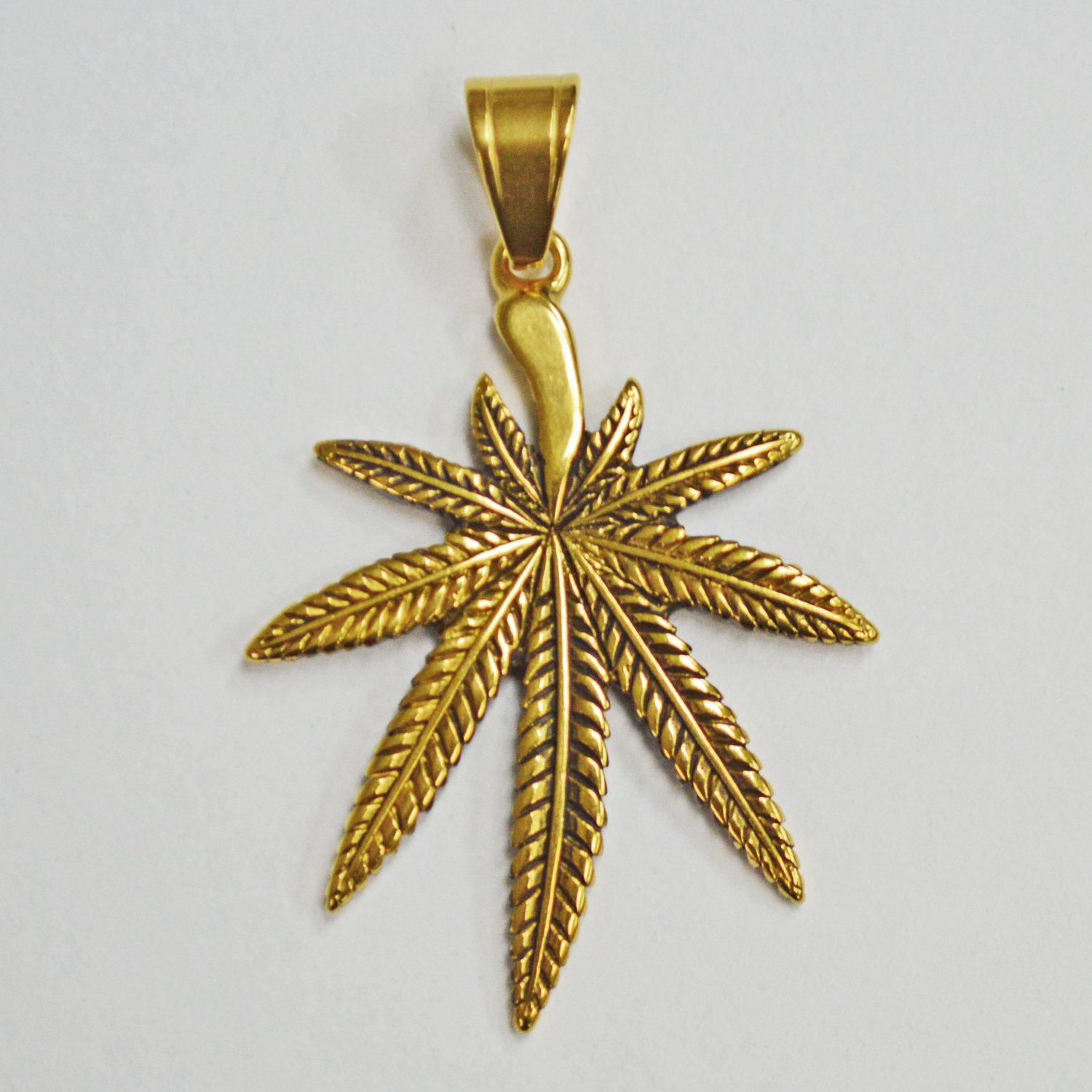 Marijuana Leaf Gold Plated Pendant