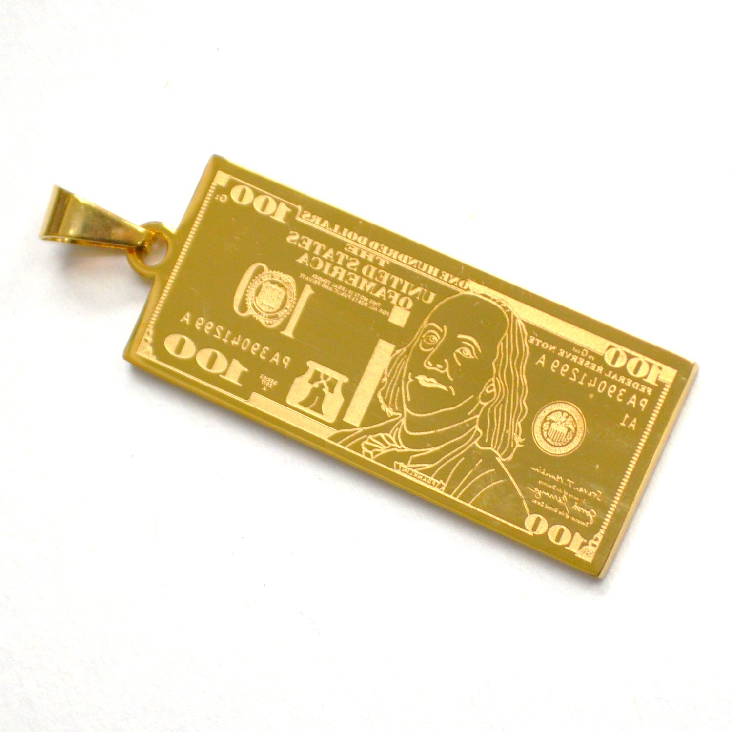 US Dollar Bill Gold Plated Pendant 86-2450G-L