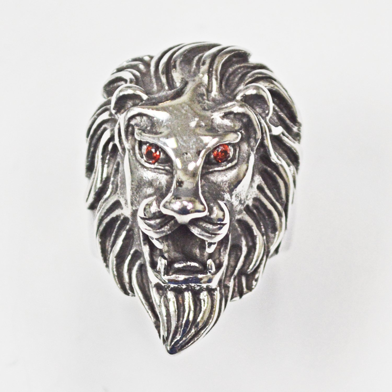 Lion Face Ring with Red Eye 81-639-Red