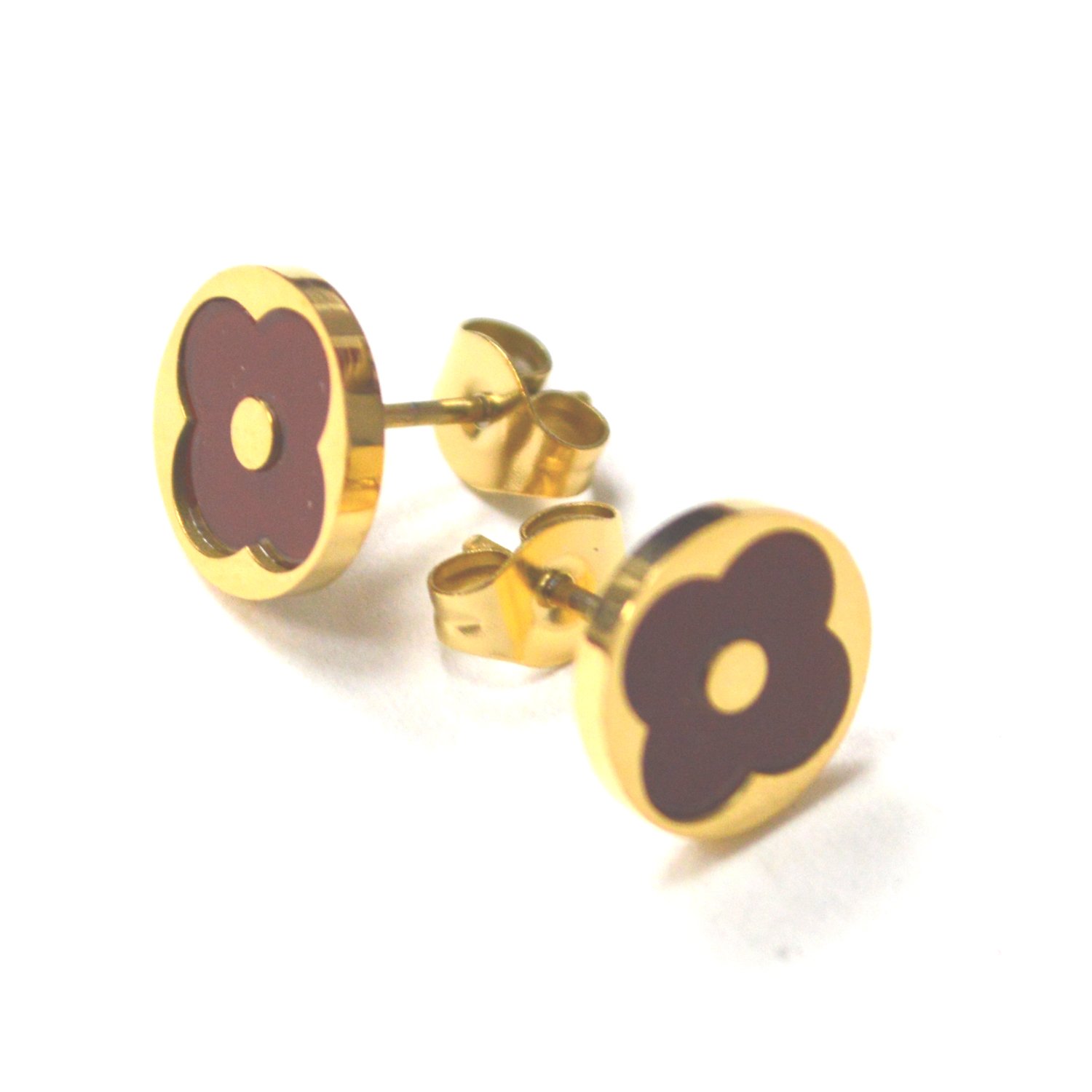 Designers Inspired Gold Plated Earrings 83-947G Red