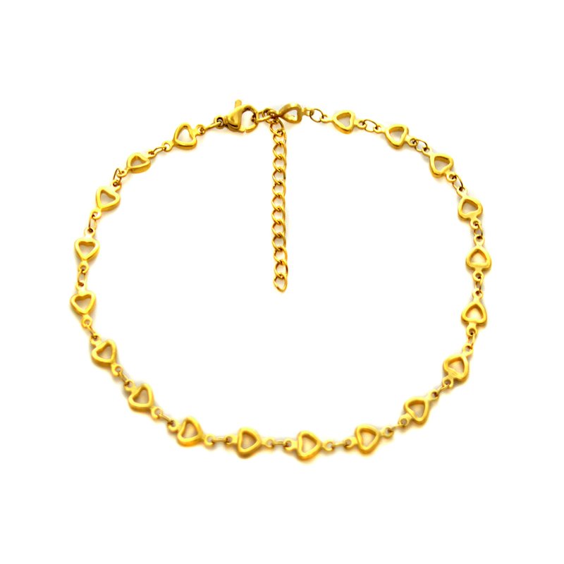 Heart Cut Out Gold IP Plated Anklet 82-182G